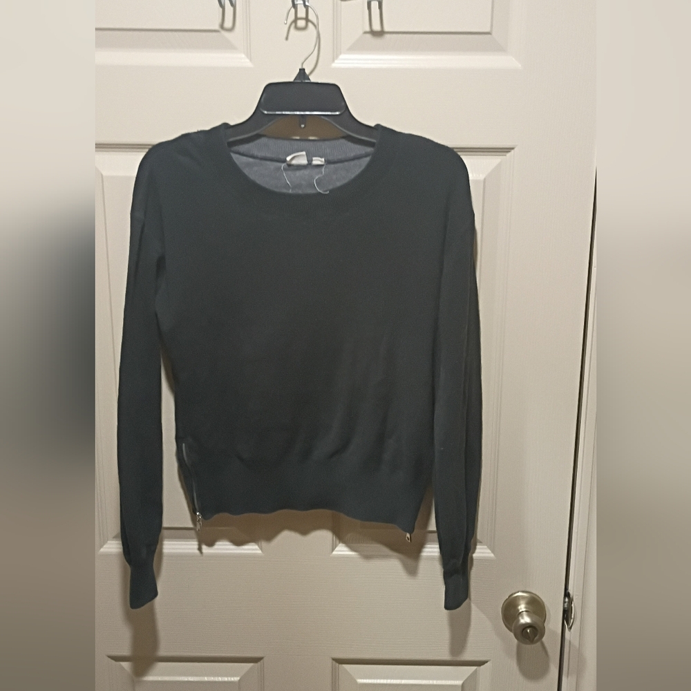 Vintage Black GAP xs Sweater / Sweatshirt Crew Collar W Zipper Accent On Sides
